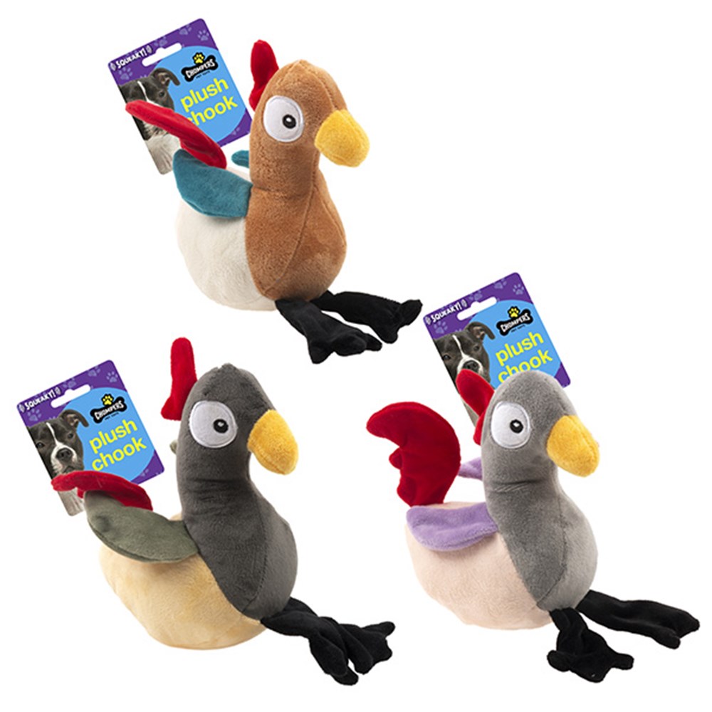 70635 Dog Toy Chicken 3 Asst Colour 25x15cm Dats