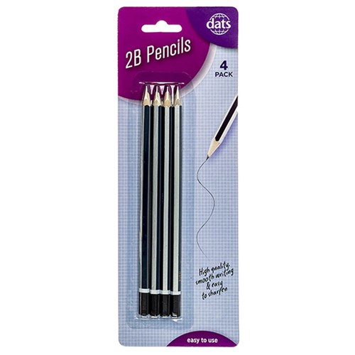 52380 - Pencil Blue & Silver Barrel 2B 4pk - Dats