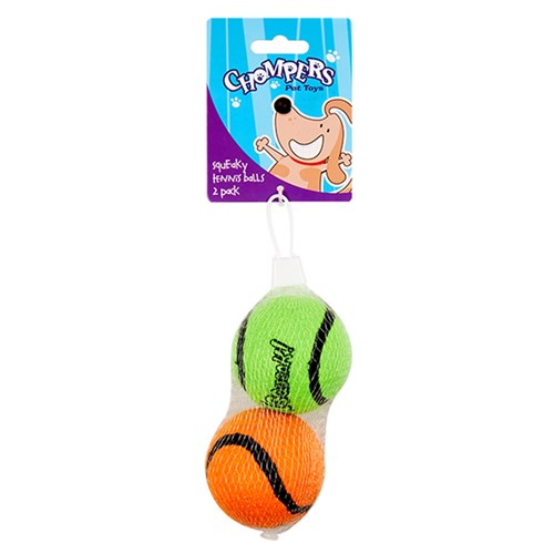 61473 - Dog Toy Squeaky Tennis Balls Assorted Colours Pk2 - Dats