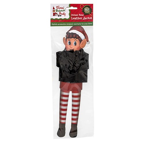 62431 Xmas Elves BB Faux Black Leather Jacket w/ Zip for Elf Dats