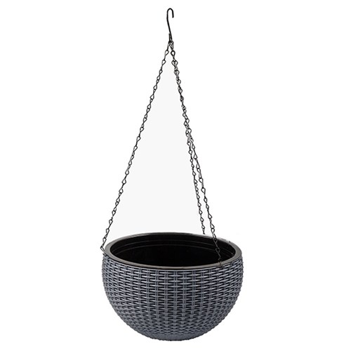 63670 - Hanging Basket Plastic Grey 21.5x13.5cm - Dats