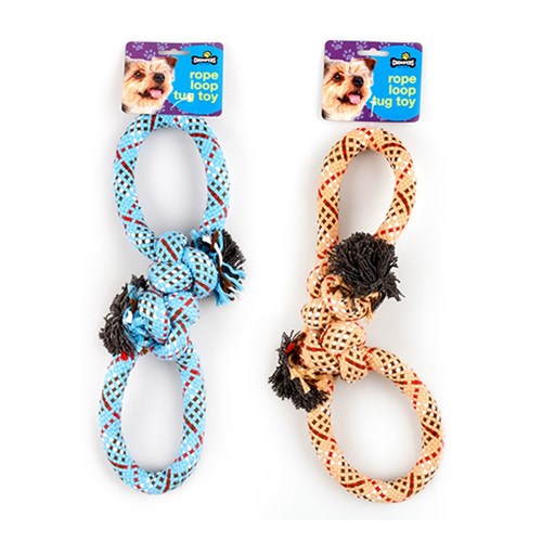 67405 - Dog Toy Rope Double Loop Knotted 33cm 2 Asst - Dats