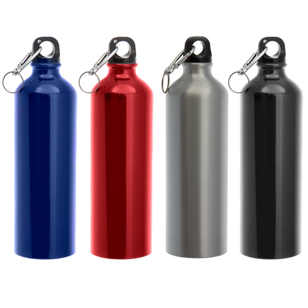 56628 - Drink Bottle 750ml Aluminium w/ Carabiner 4 Asstd Colours - Dats