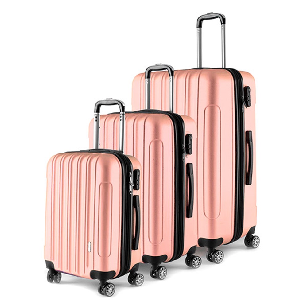 60117 - Luggage Set 3 ABS - Expandable 4 Wheels 48 / 58 / 68cm Peach - Dats