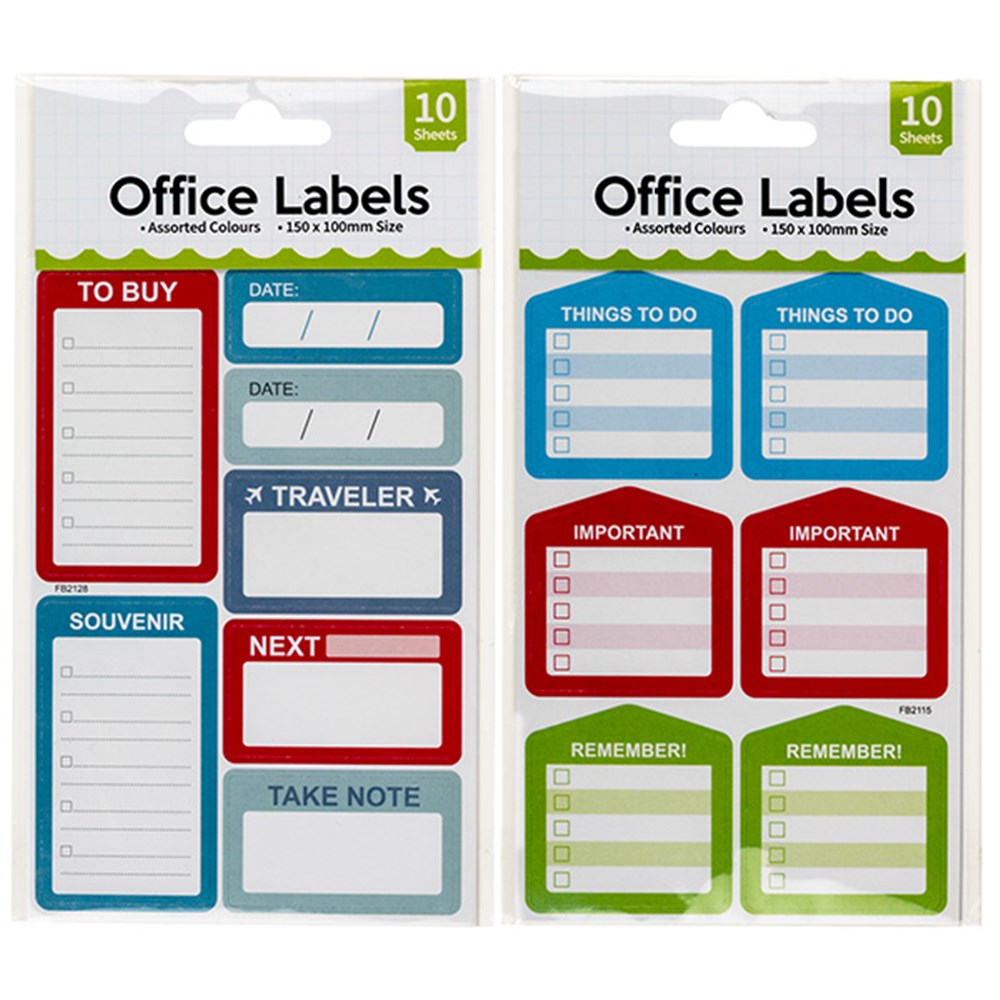 60194 - Labels Office Decorative 10 Sheets Various Shapes - Dats