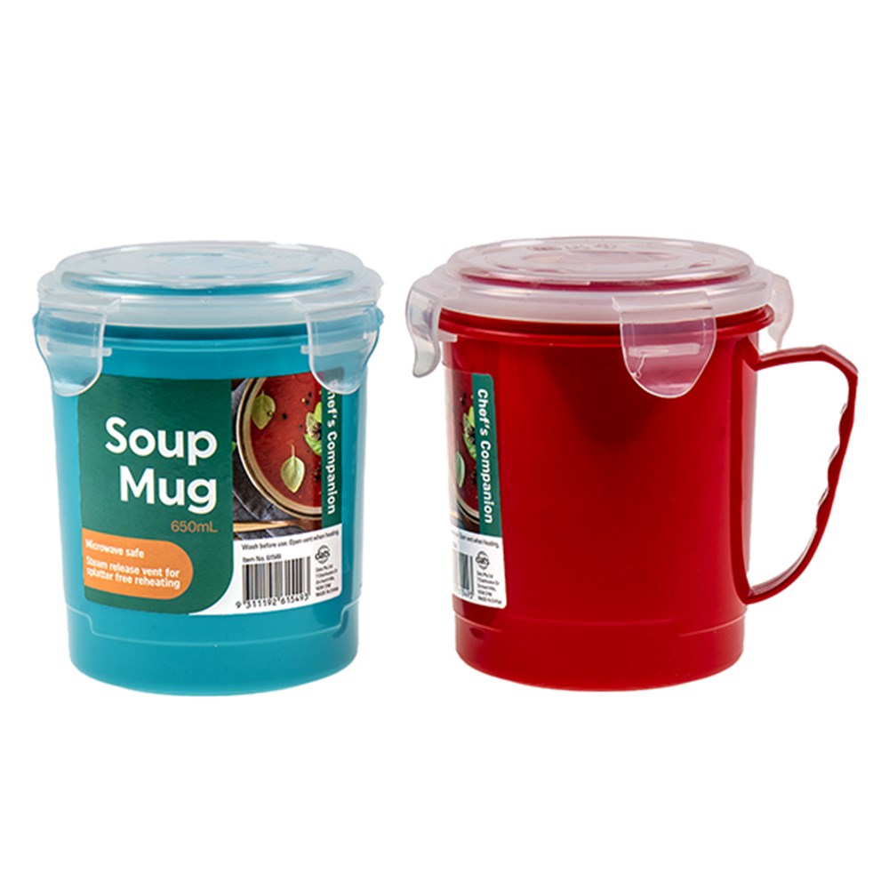 61549 Soup Cup Microwaveable 650ml 2 Asstd Cols Dats